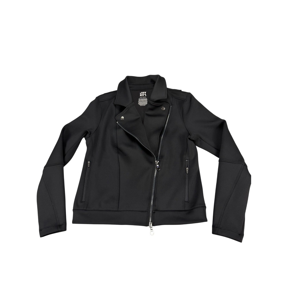 JoyLab Women Black Moto Performance Jacket Asymmetrical Zip Scuba Small